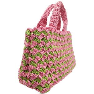 Prada bag pink crochet handbag raffia woven wicker Pink Canapa Shoulder green